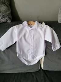 Biała koszula długi rękaw body  dla chłopca 74 cm