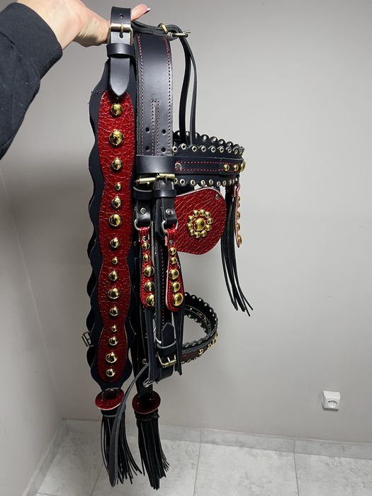 Розкішна уздечка для коня, виконана з натуральної шкіри