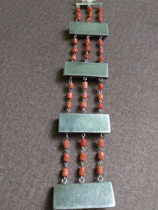 Stara bransoletka srebro koral I turkusy