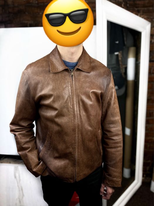 Men’s Leather Jacket Gianfranco Gotelli Full Zip Brown Size: 48 (S/M)