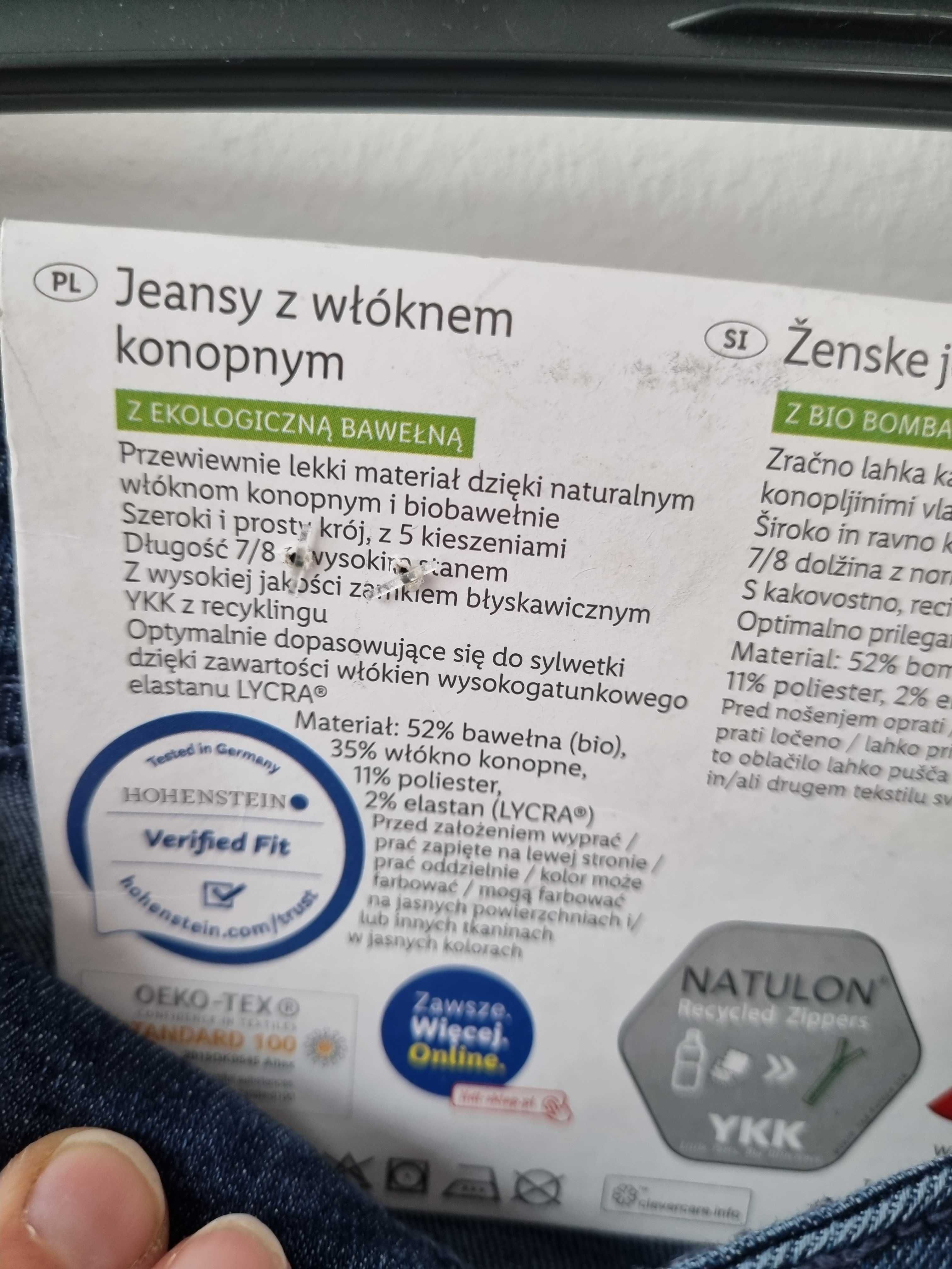 Jeansy z włóknem konopnym rozmiar 42