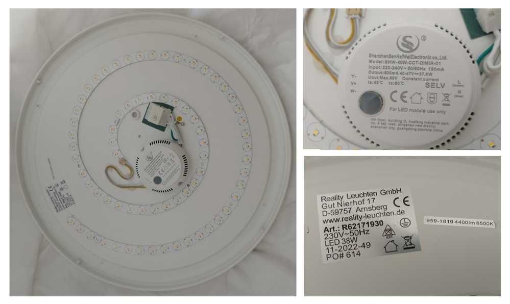 Reality Plafão LED madeira e plástico branco (280)