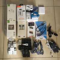 Наушники, зарядки, лампа, блочки USB, TYPE-C
