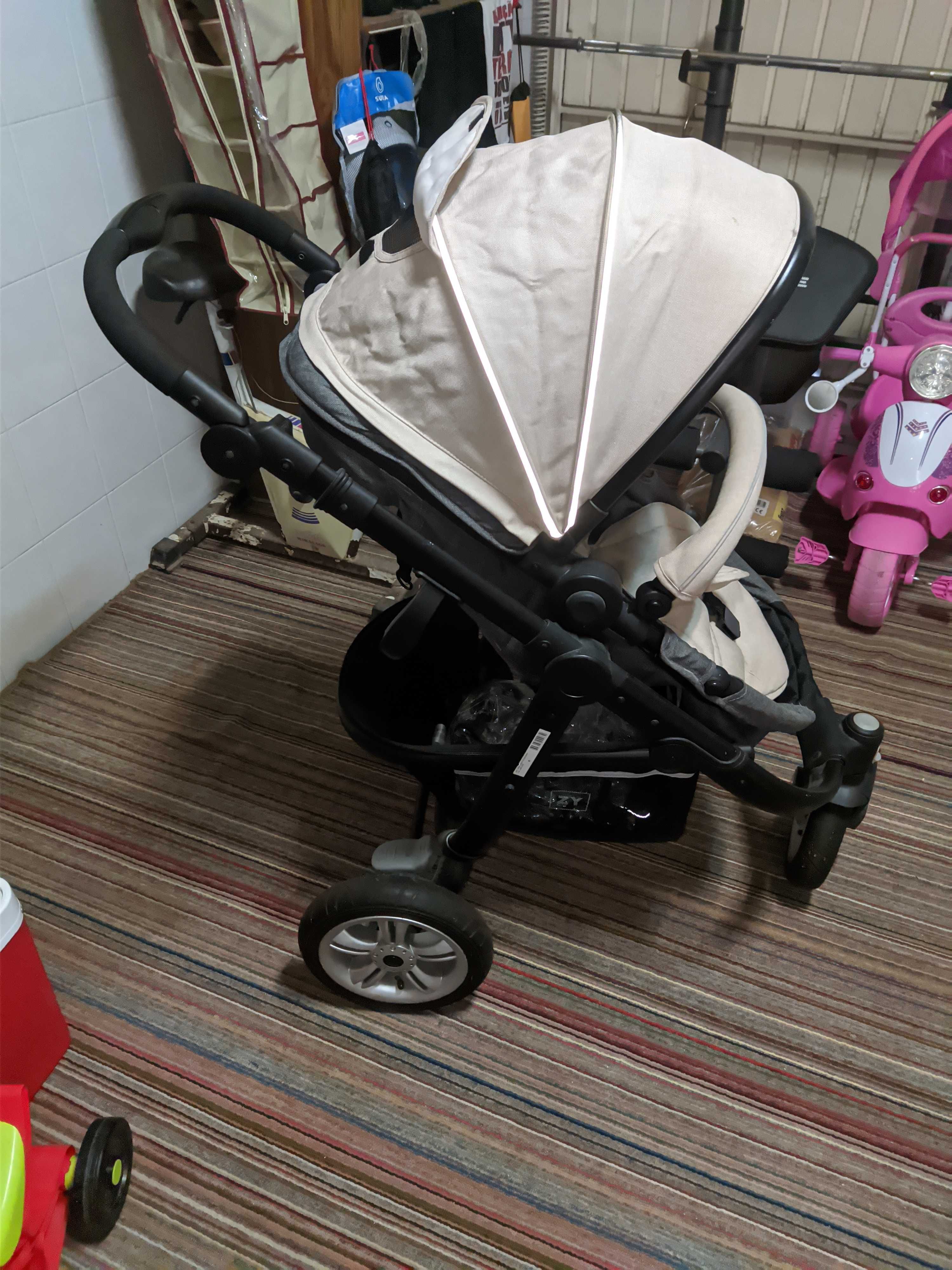 Carrinho Bébé recem nascido Duo Adventure Zy Safe Grey/Bege