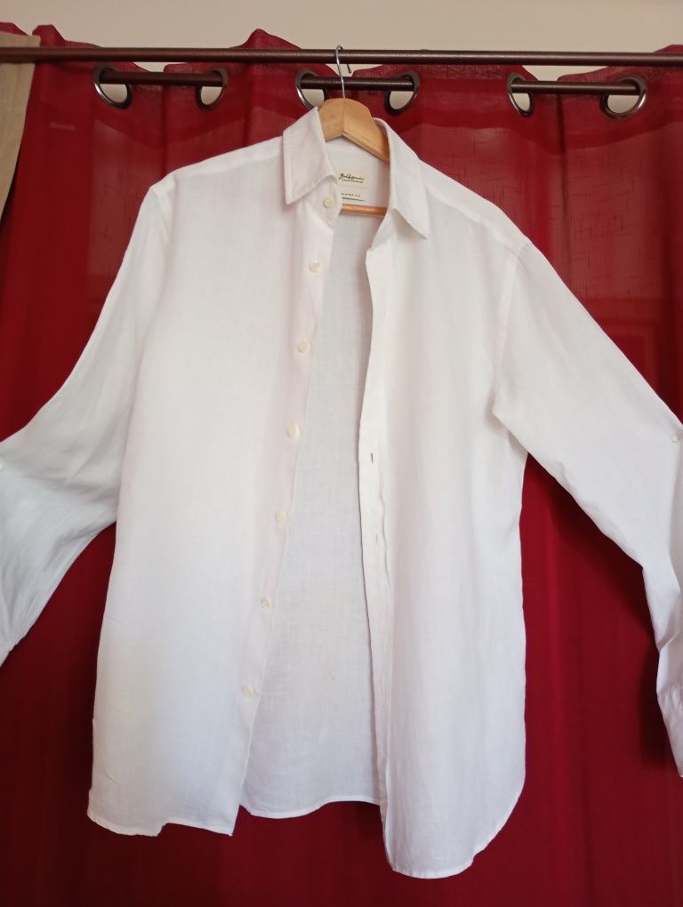 koszula męska lub unisex biała 100% lniana premium ,lato,wakacje