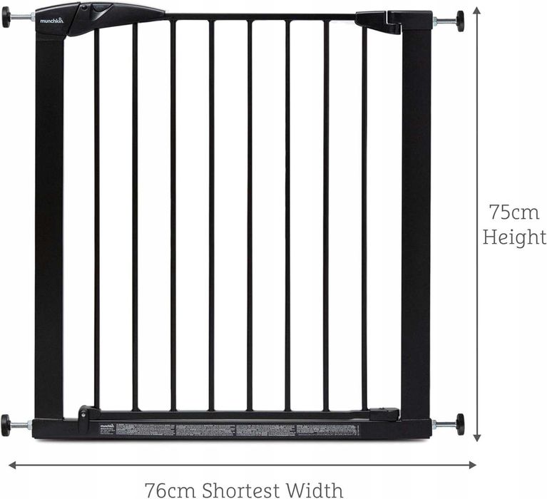 Bramka zabezpieczająca MUNCHKIN MAXI SECURE 76–82 cm – czarna