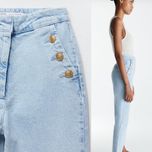 zara jeansy z wysokim stanem spodnie xs s niebieskie złote guziki