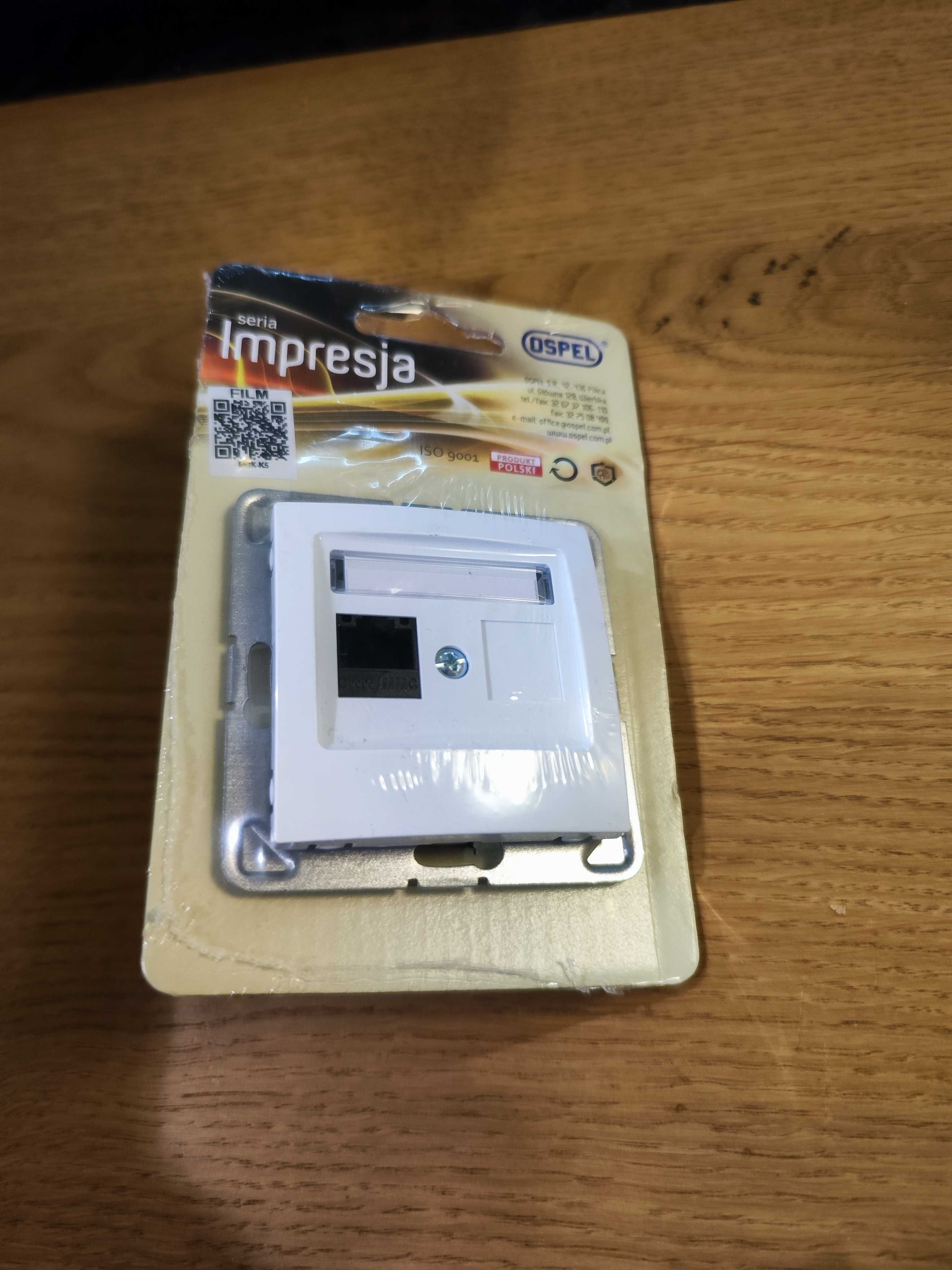 Gniazdo Impresja komputerowe pojedyncze RJ45 kat.5e biał GPK‑1Y/K