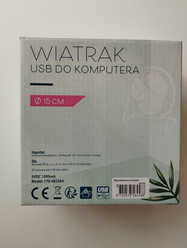 Nowy wiatrak USB do komputera