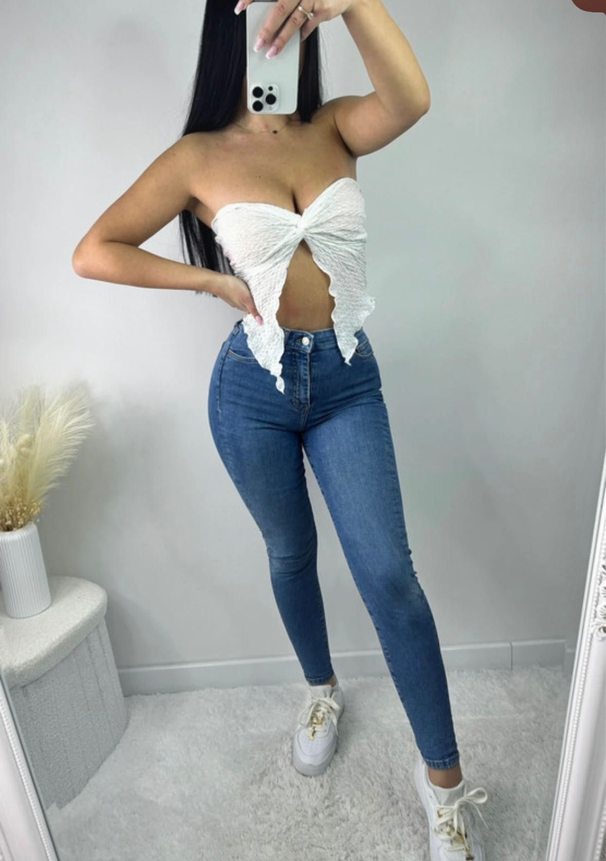 skinny jeans z wysokim stanem top shop dopasowane W26 L32