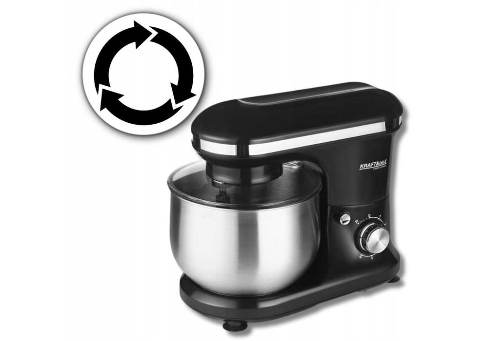 NOWY Robot Planetarny Kuchenny Mikser Wielofunkcyjny Czarny 2500 W