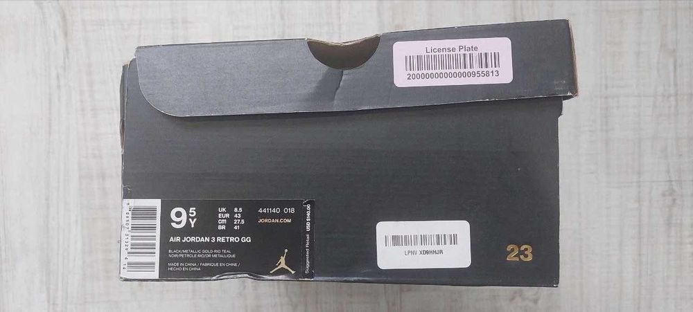 Кроссівки air jordan 3 retro gg black metallic gold-rio teal