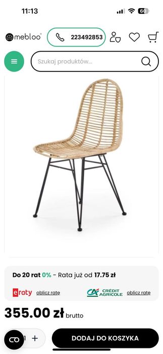 Krzesła plecione rattanowe boho