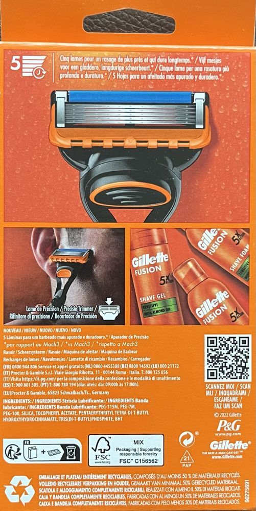 GILLETTE Fusion 5 zestaw 3+1