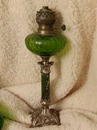 Zielona lampa kolumnowa z marmurem XIX w