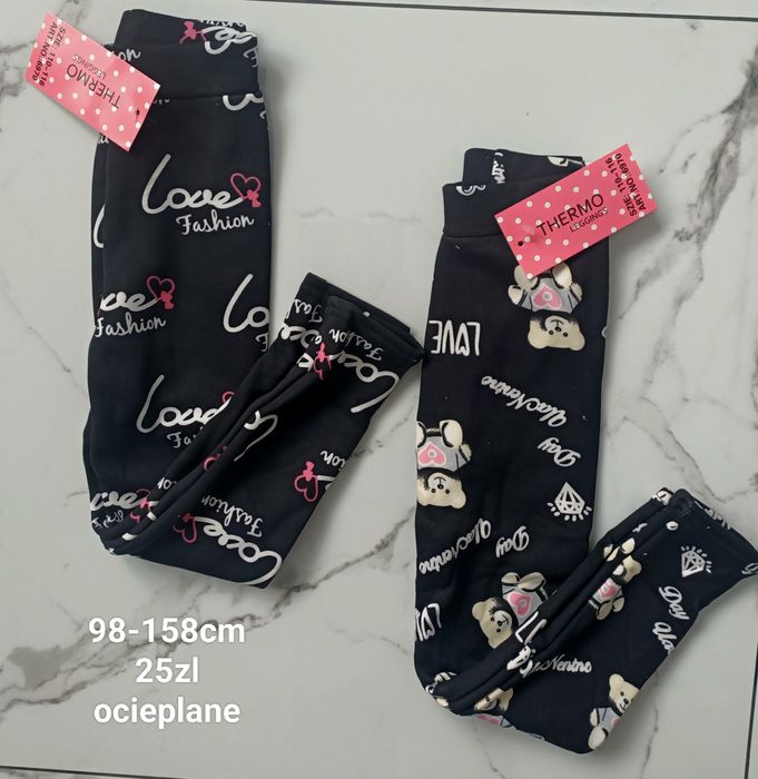 Legginsy ocieplane serca misie konie