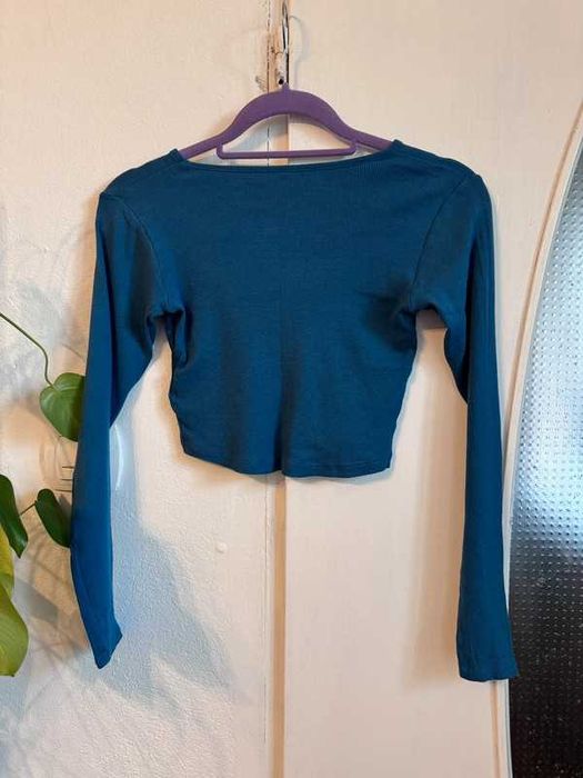 Niebieski crop top 95% bawełna new yorker xs