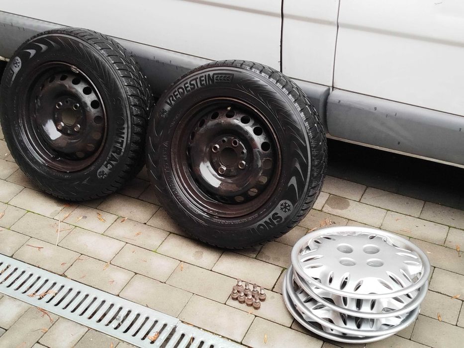koła: felgi 13'' 4x98 Fiat + opony zimowe 155/80 R13 + kołpaki + śruby