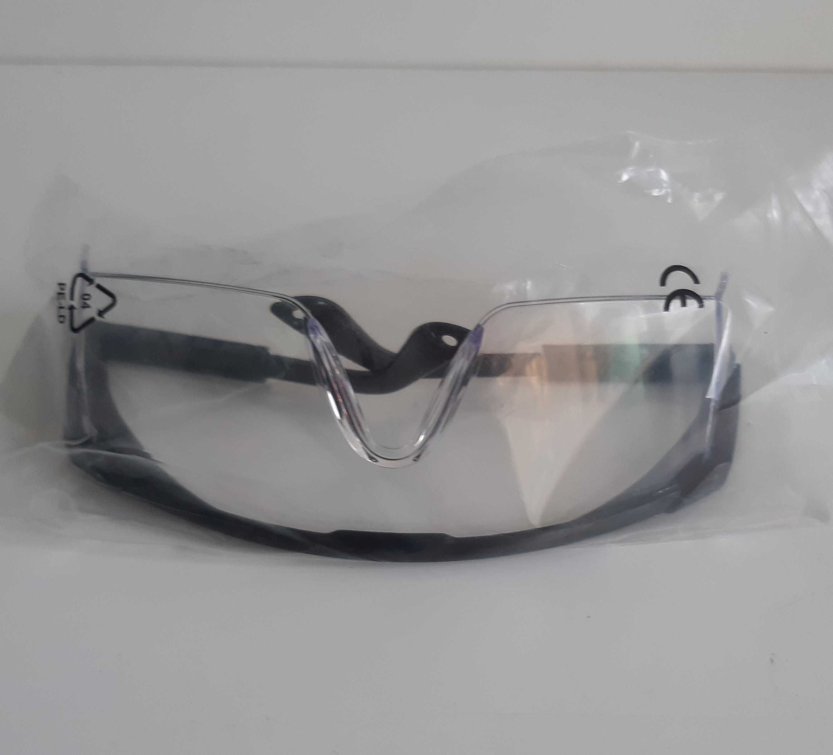 Óculos de Protecção Novos Pretos Transparentes Qualidade Adulto