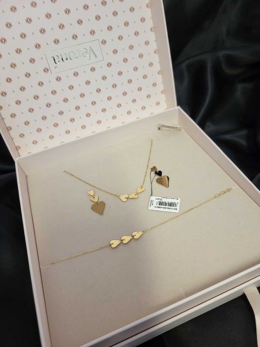 Srebrny zestaw łańcuszek bransoletka kolczyki pr 925