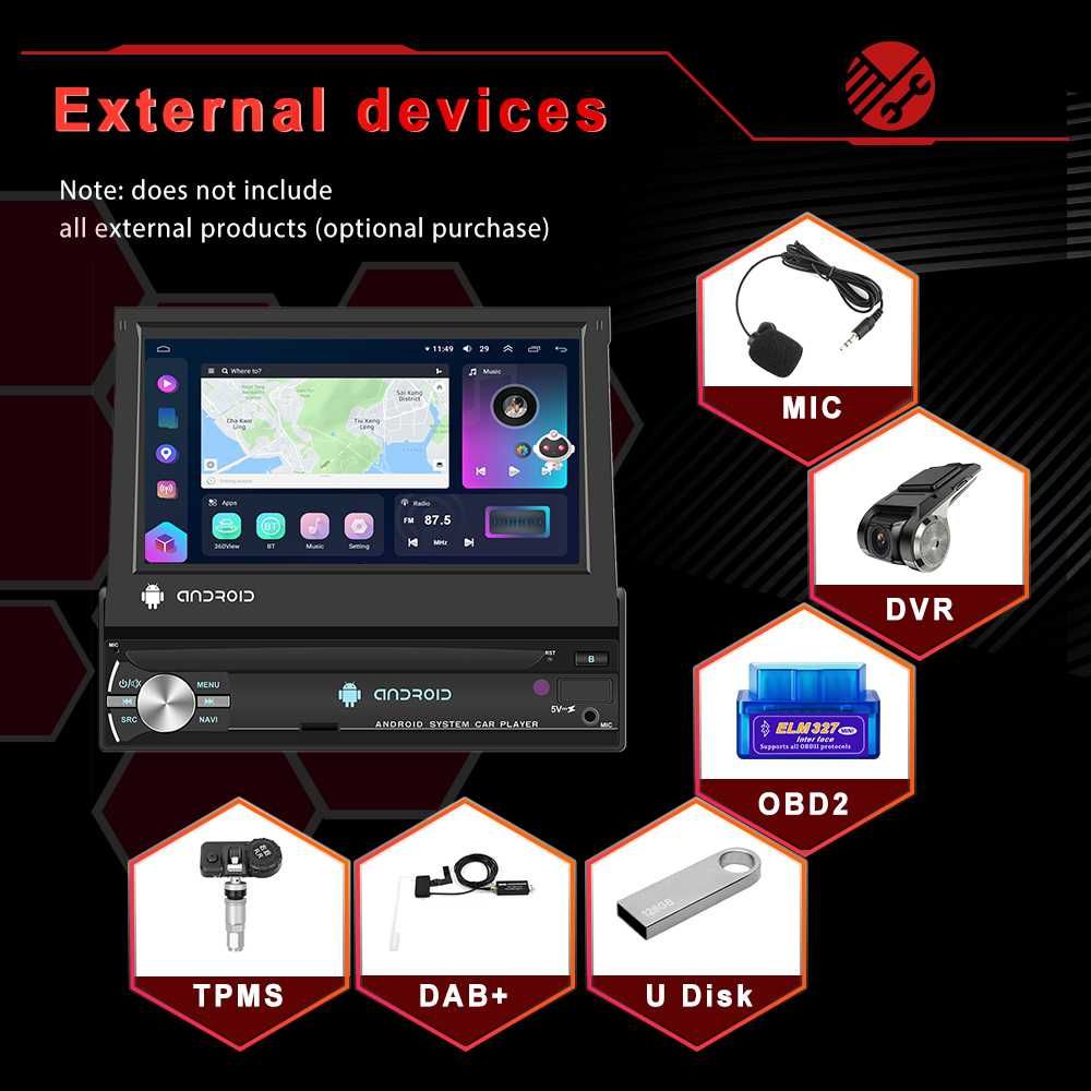 Radio ecrã 7  
Android, Wi-Fi GPS  2gb RAM  64gb