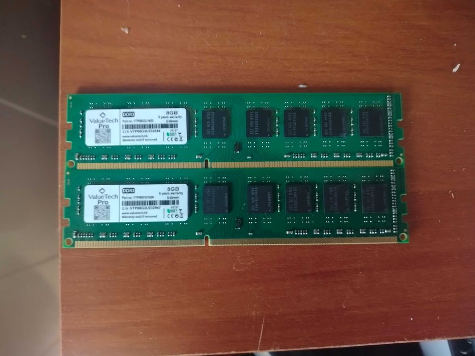 RAM Value Tech Pro DDR3 8GB UDIMM.