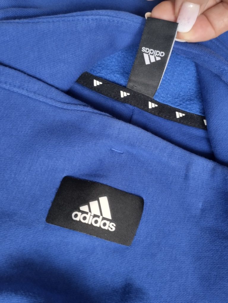 Adidas orginał bluza z kapturem sportowa bawełniana kieszenie logo S/M