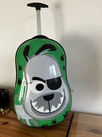 Walizka podróżna  dziecięca w kształcie psa,  zielona