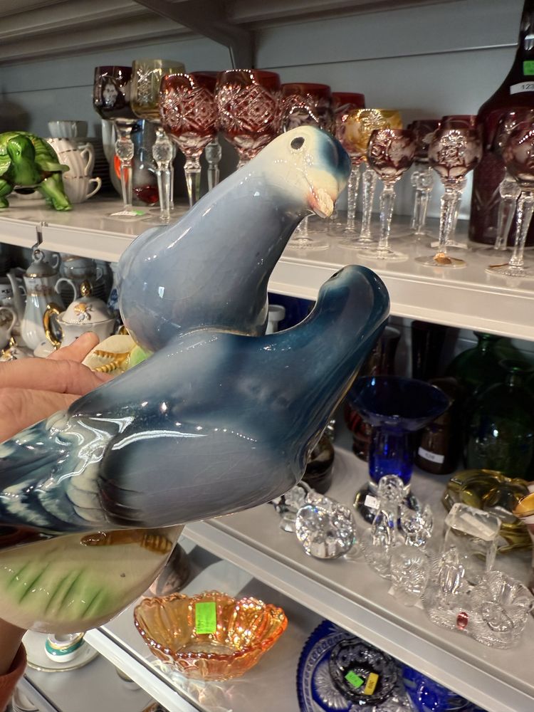 Stara retro figurka gołąb gołębie Cortendorf uszkodzone ptak 625