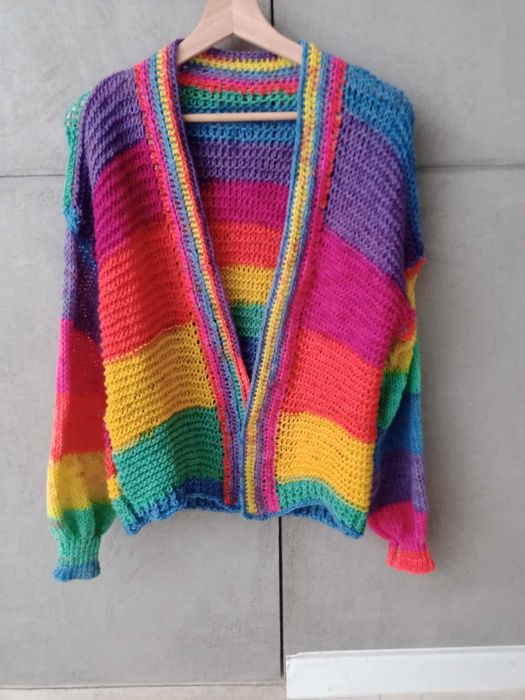 Sweter, kardigan damski Handmade. Kolorowy Uniwersalny