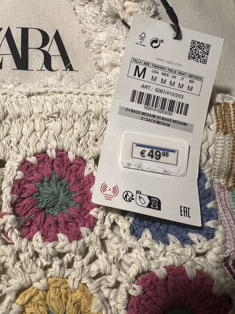 Zara NOWA torebka na ramie z haftem