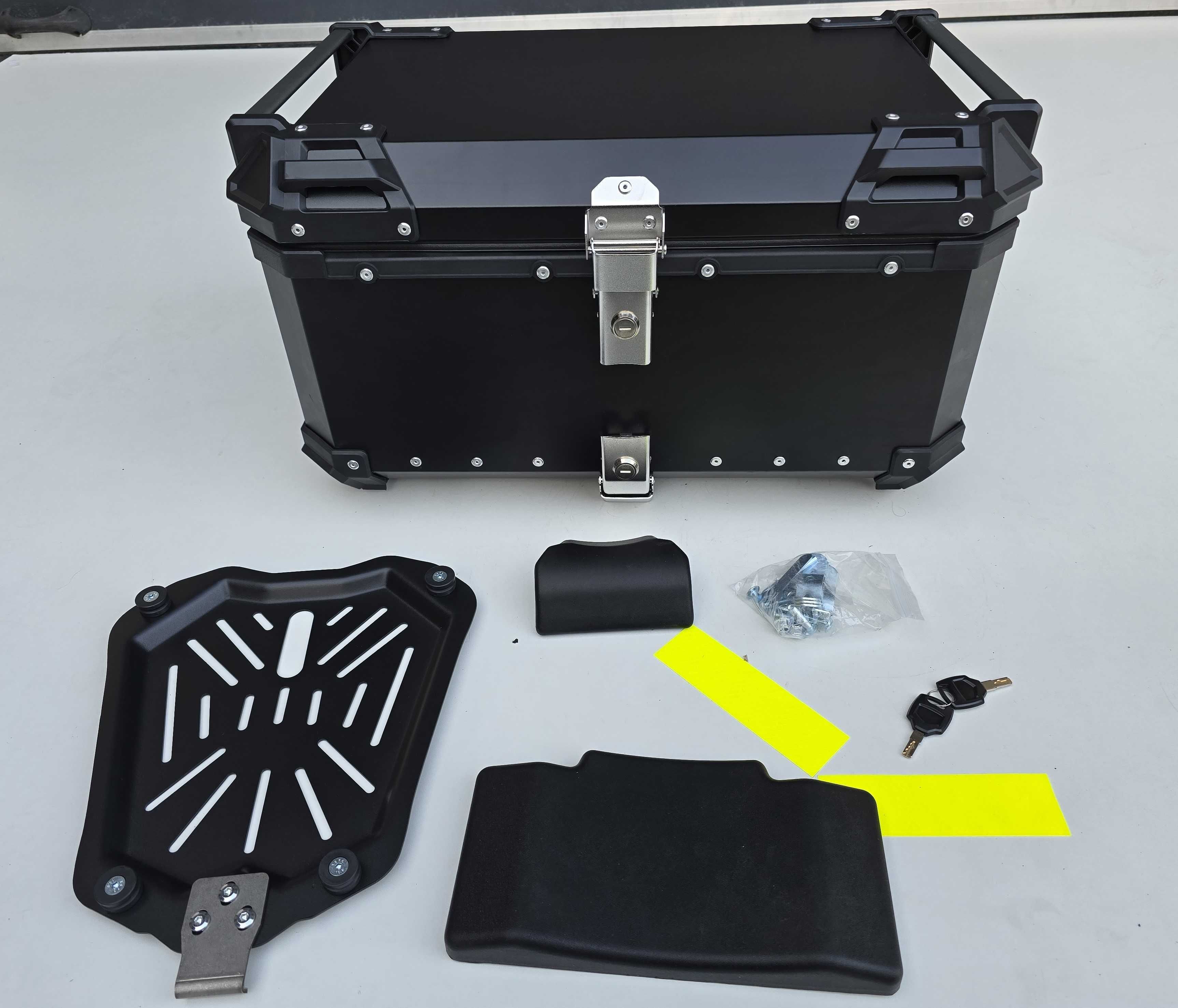 KUFER CENTRALNY Motocyklowy ALUMINIOWY Czarny 65L +Płyta +Oparcie