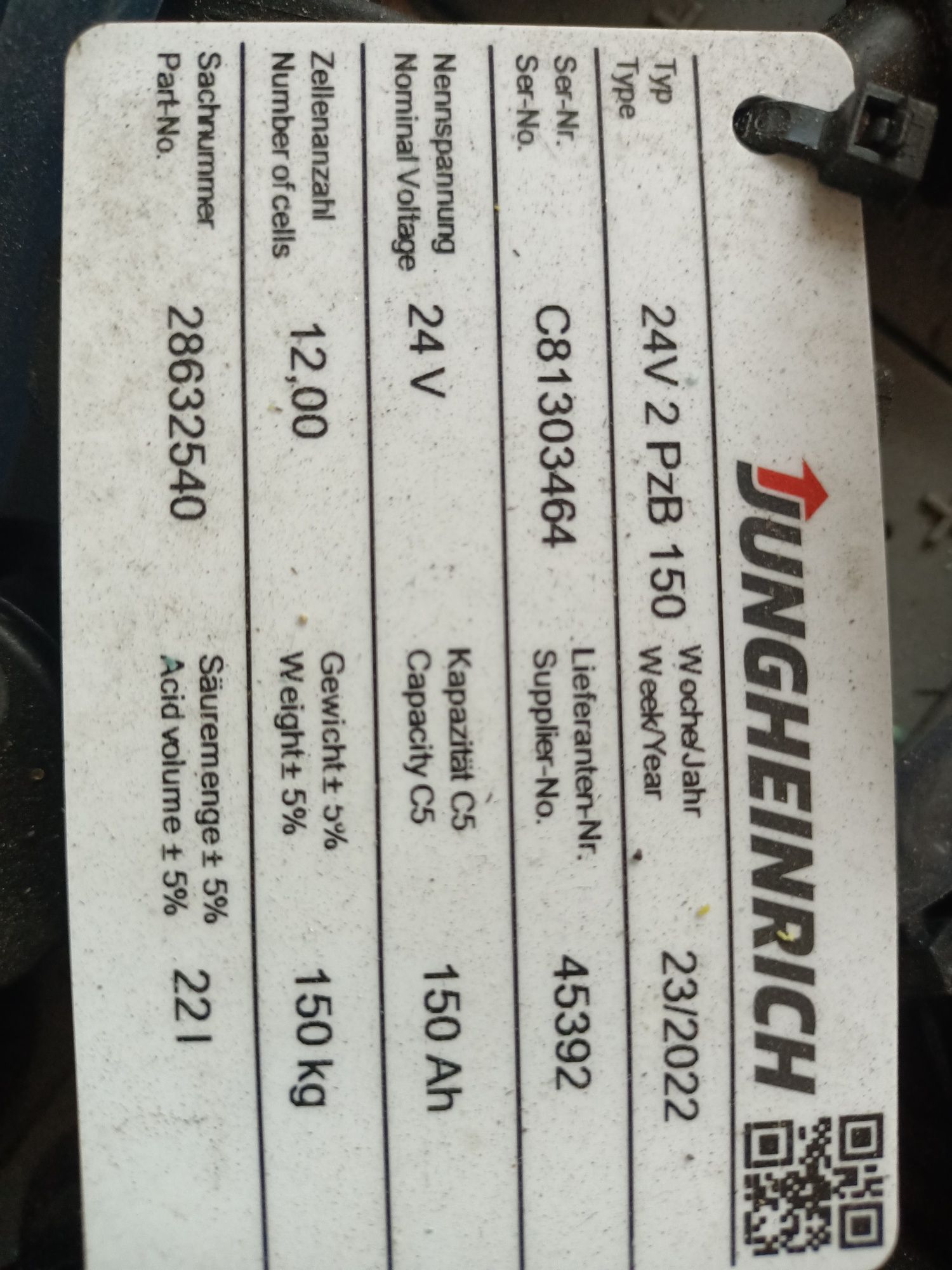 Bateria trakcyjna 24v ogniwa 625ah sprzedam