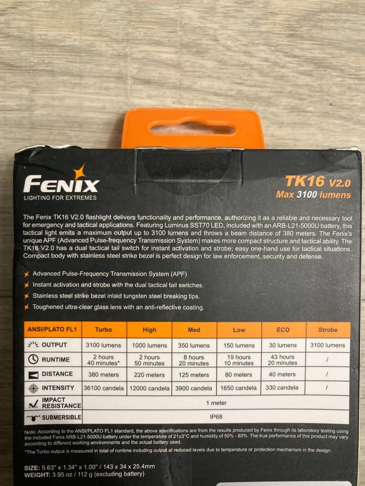 Ліхтар Fenix TK16 V2.0 з акумулятором
