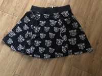 Czarna spódnica mini w koty M bawełna