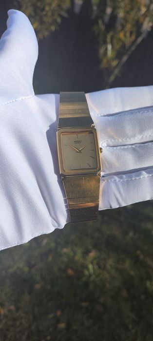Seiko  TANK Piękna Złota Kostka Vintage Elegancki