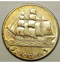 Moneta obiegowa II RP żaglowiec 5zł 1936r