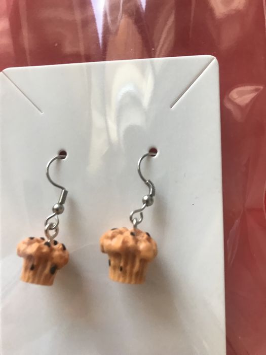 Oryginalne kolczyki, babeczki, mufinki z czekoladą, hand made, nowe