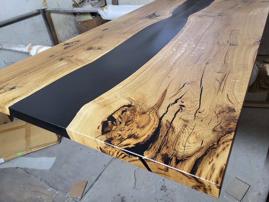 Stòł konferencyjny 200x95 dębowy river table z żywicą