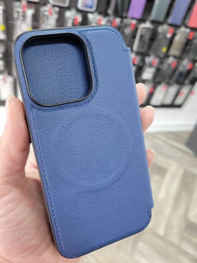 Чохол книжка Magsafe на iPhone 15 / 15 Pro шкіра+стиль+захист