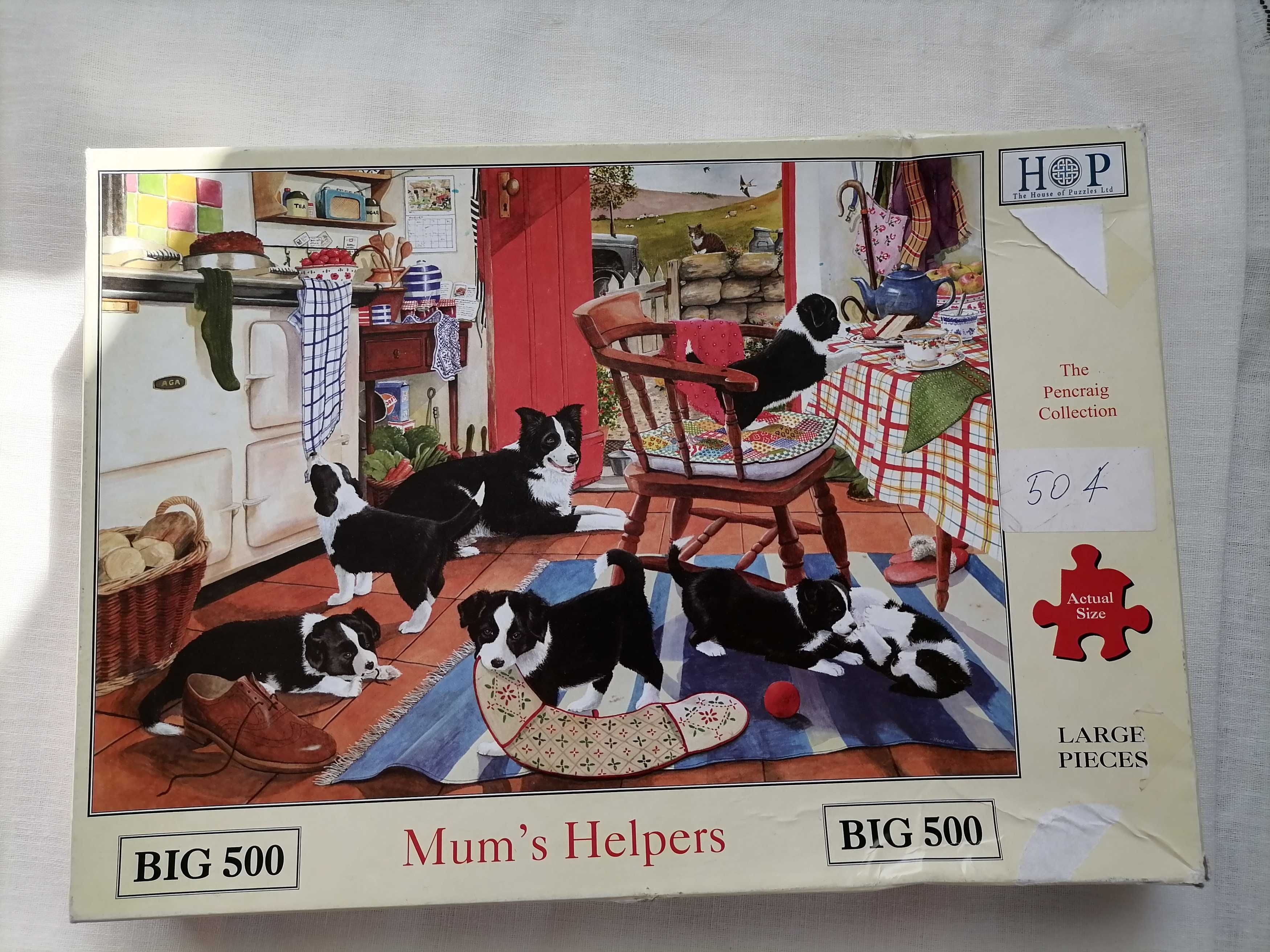Пазли - Big 500шт  - Mum's Helpers - Collie & Puppies 48х68 см