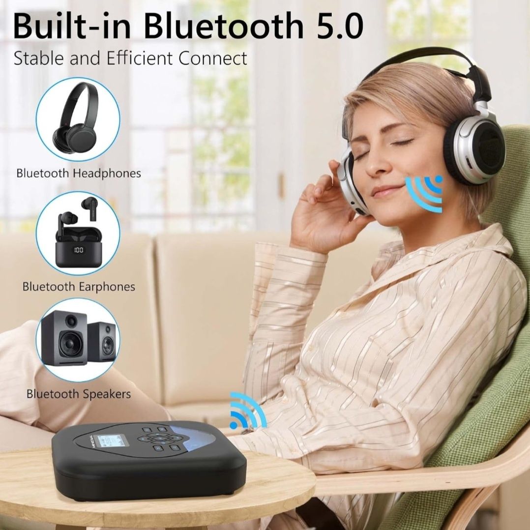 MONODEAL Odtwarzacz CD przenośny Bluetooth MP3