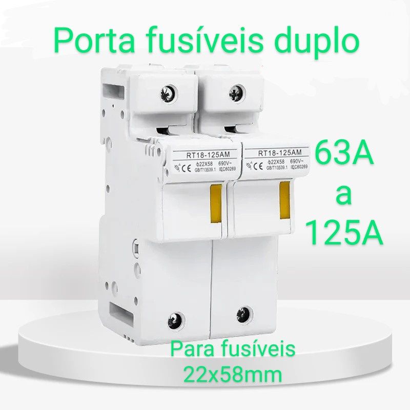 Porta Fusível DC Solar Proteção Fotovoltaica Bateria CC fusíveis 16A