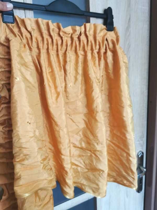Ozdobna falbanka na karnisz, dekoracja okna pomarańczowa, złota