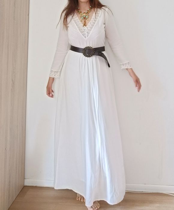 Biała sukienka boho United Colors of Benetton, M,j.nowa