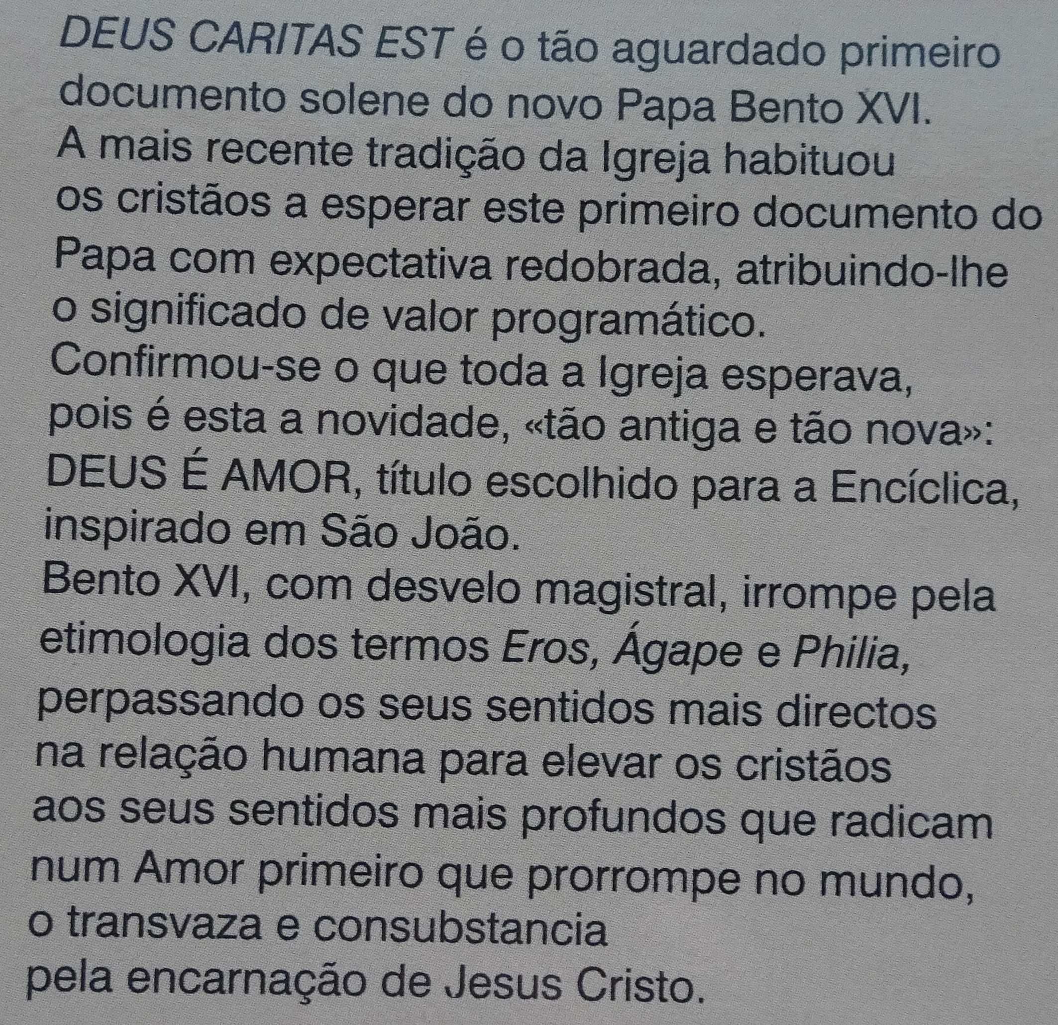 Deus é Amor (Carta Encíclica de Bento XVI)