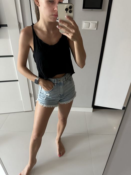 Czarny crop top h&m