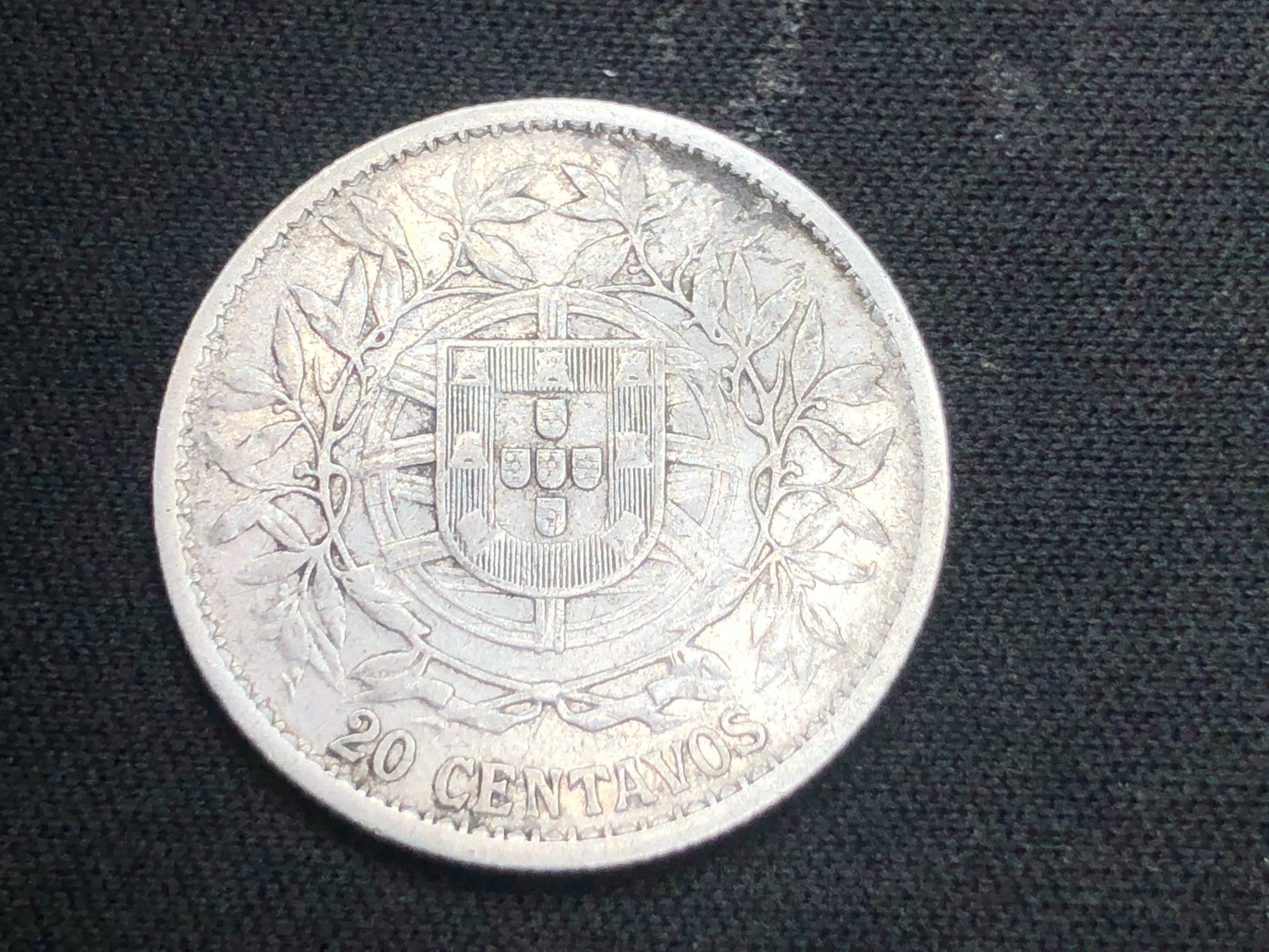 Lote de 3 Moedas de 20 Centavos 1913, 1924 e 1925