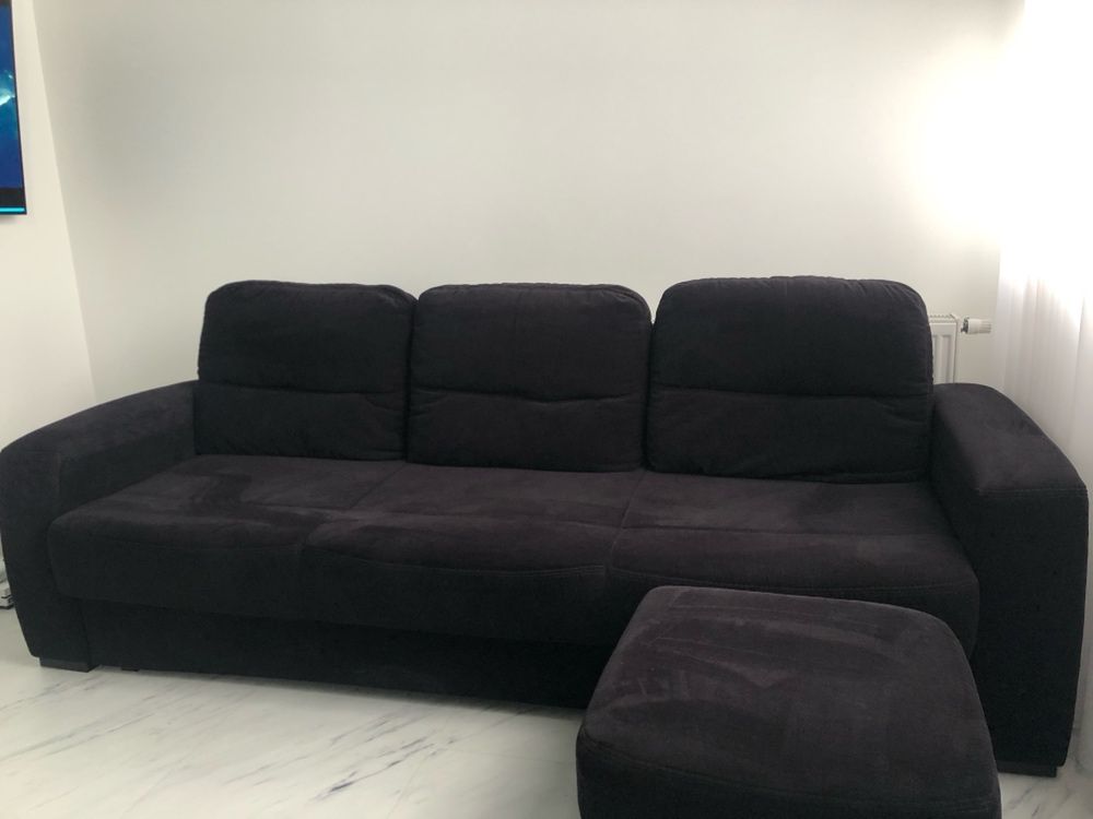 Sofa 3-osobowa, rozkładana + pufa w komplecie
