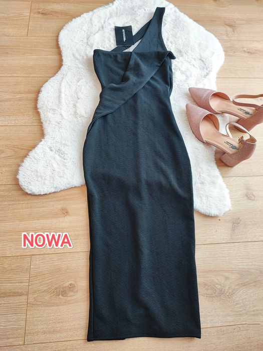 Nowa wieczorowa elegancka Midi sukienka XS wesele impreza